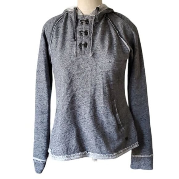 Gray Distressed Hoodie Hooded Sweatshirt Facile BKE Woman's Women's Size Small - Picture 2 of 11